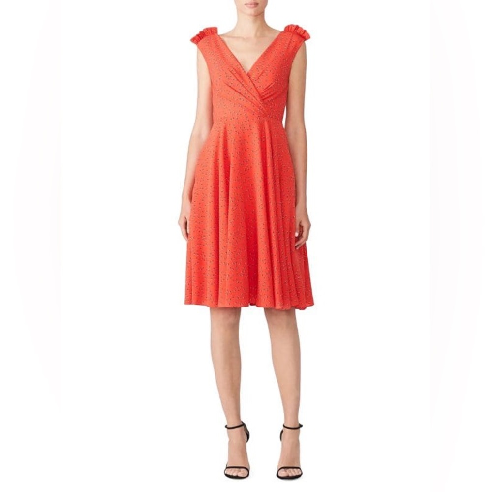 CHRISTIAN SIRIANO Like-New Luxury Sunset Polka-Dot Fit n Flare Dress. Size 8